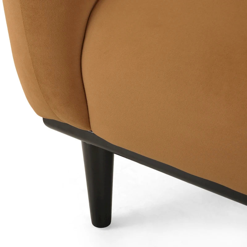 Causeuse contemporaine rembourrée – Tissu velours ou bouclé, pieds en bois de bouleau, 127 cm (50 po) de large