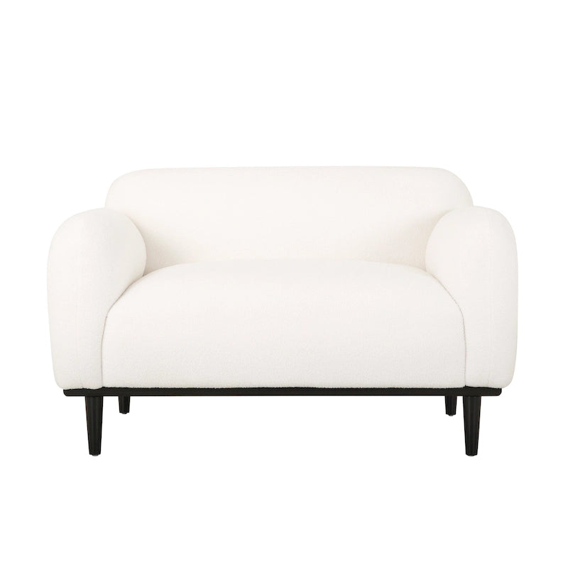 Causeuse contemporaine rembourrée – Tissu velours ou bouclé, pieds en bois de bouleau, 127 cm (50 po) de large