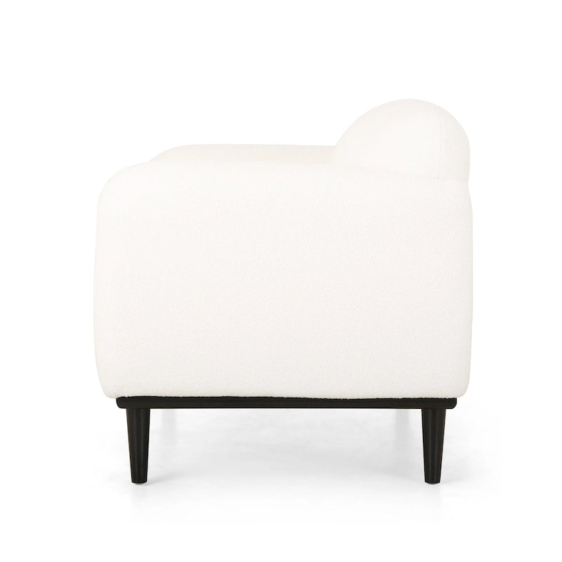 Causeuse contemporaine rembourrée – Tissu velours ou bouclé, pieds en bois de bouleau, 127 cm (50 po) de large