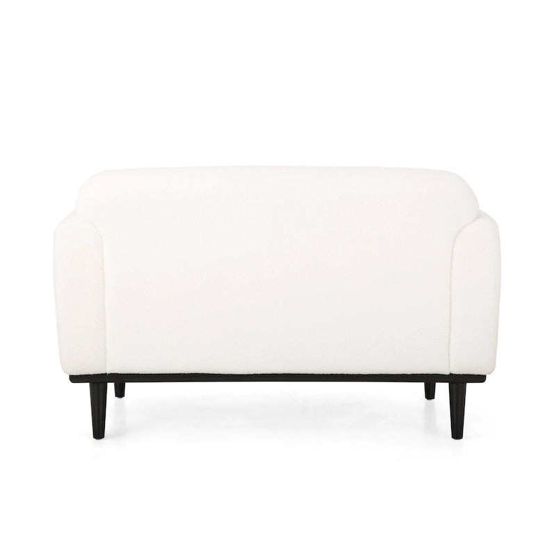 Causeuse contemporaine rembourrée – Tissu velours ou bouclé, pieds en bois de bouleau, 127 cm (50 po) de large