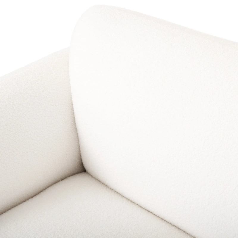 Causeuse contemporaine rembourrée – Tissu velours ou bouclé, pieds en bois de bouleau, 127 cm (50 po) de large