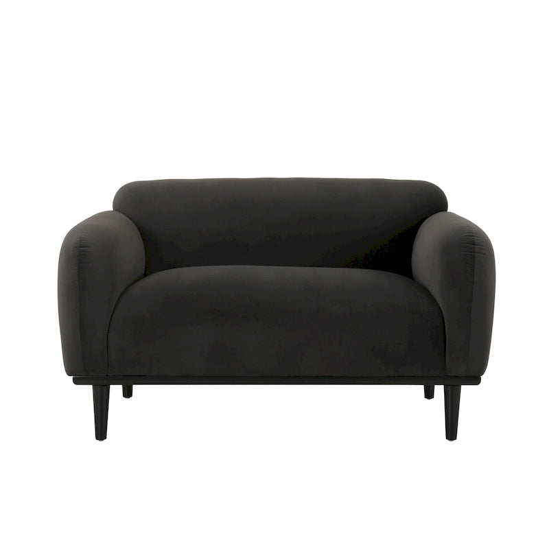 Causeuse contemporaine rembourrée – Tissu velours ou bouclé, pieds en bois de bouleau, 127 cm (50 po) de large