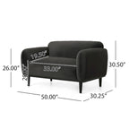 Causeuse contemporaine rembourrée – Tissu velours ou bouclé, pieds en bois de bouleau, 127 cm (50 po) de large