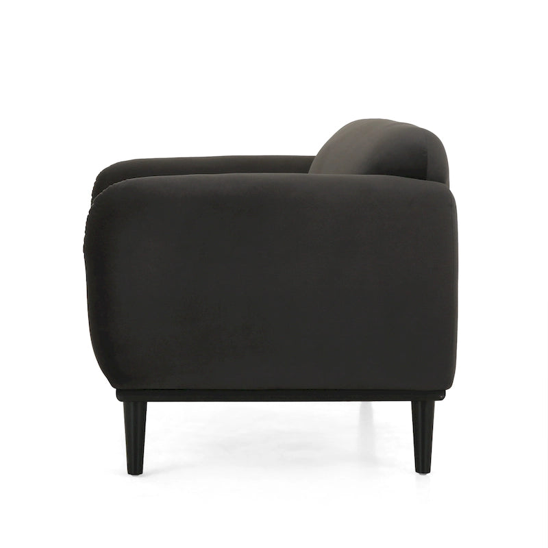 Causeuse contemporaine rembourrée – Tissu velours ou bouclé, pieds en bois de bouleau, 127 cm (50 po) de large