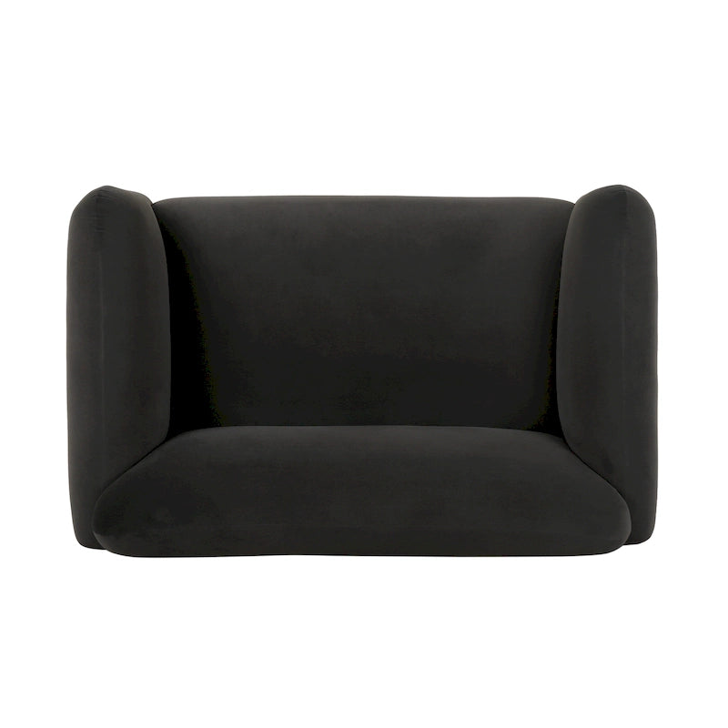 Causeuse contemporaine rembourrée – Tissu velours ou bouclé, pieds en bois de bouleau, 127 cm (50 po) de large
