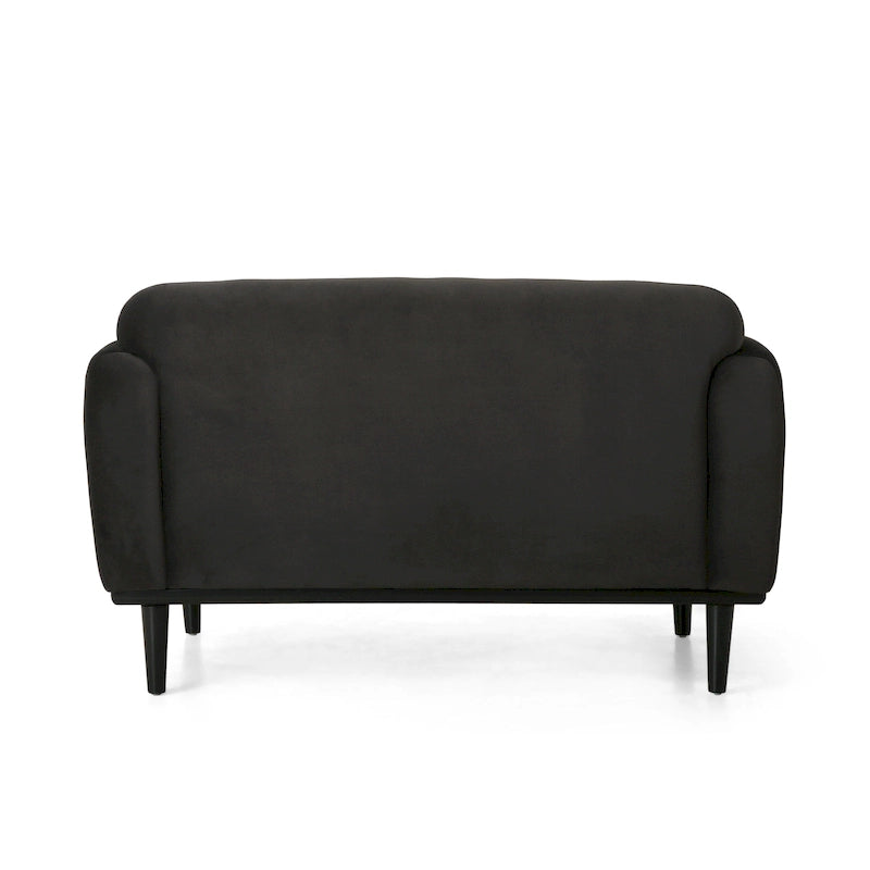 Causeuse contemporaine rembourrée – Tissu velours ou bouclé, pieds en bois de bouleau, 127 cm (50 po) de large