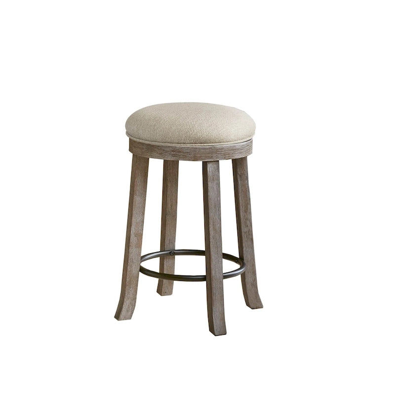 Tabouret de bar pivotant – Assise rembourrée, Piètement en bois massif, Finition chêne vieilli