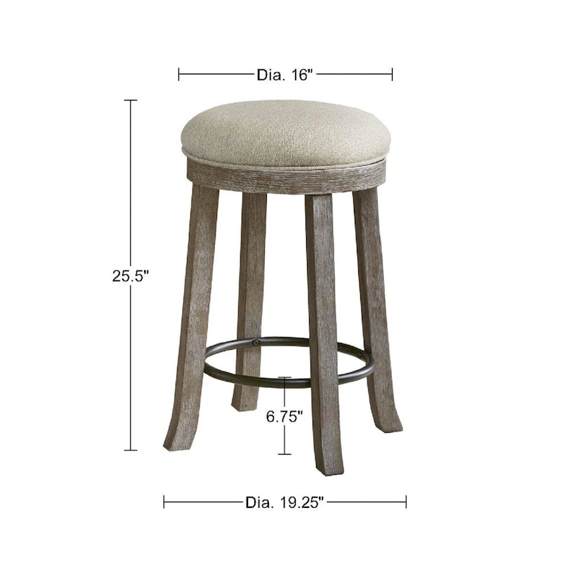 Tabouret de bar pivotant – Assise rembourrée, Piètement en bois massif, Finition chêne vieilli