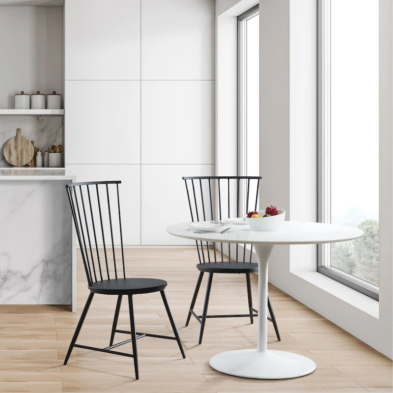 Chaise de salle à manger en métal finition noire – Style minimaliste du début de l'Amérique