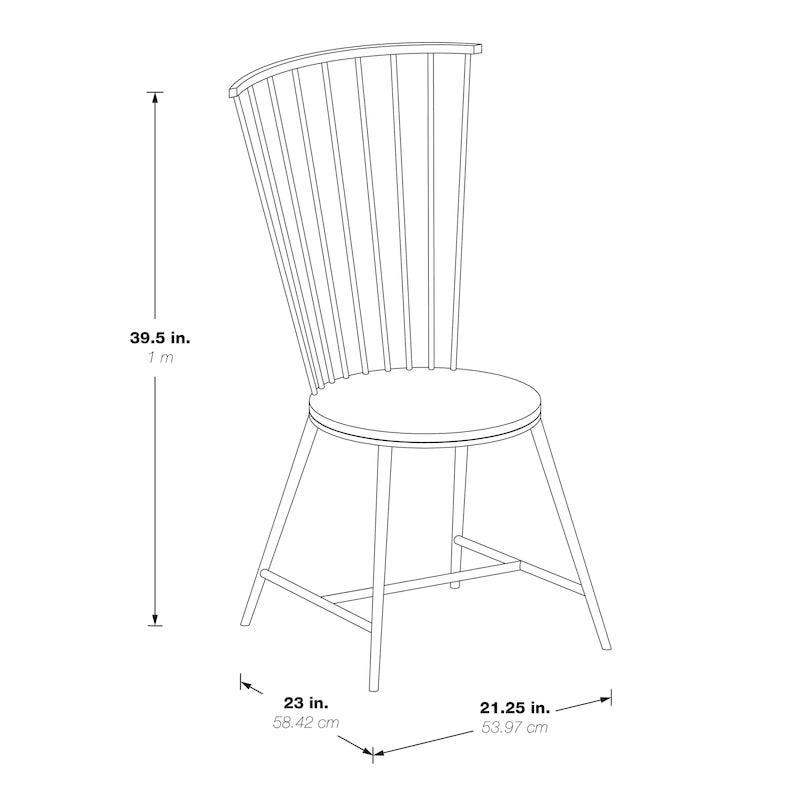 Chaise de salle à manger en métal finition noire – Style minimaliste du début de l'Amérique