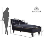 Méridienne en velours touffeté – Accoudoir droit, cloutée, pieds en bois massif, 113 kg