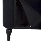 Méridienne en velours touffeté – Accoudoir droit, cloutée, pieds en bois massif, 113 kg