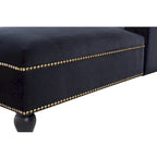 Méridienne en velours touffeté – Accoudoir droit, cloutée, pieds en bois massif, 113 kg
