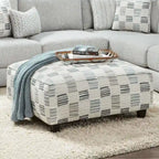 Eldan Transitional Grey Chenille Padded Cocktail Ottoman by Furniture of America