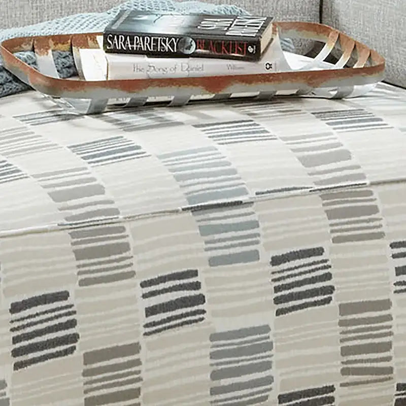 Pouf de cocktail rembourré tissé doux gris de transition, carré de 96,5 cm