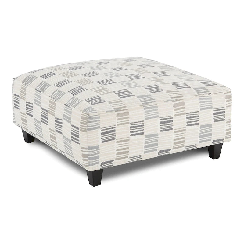 Pouf de cocktail rembourré tissé doux gris de transition, carré de 96,5 cm