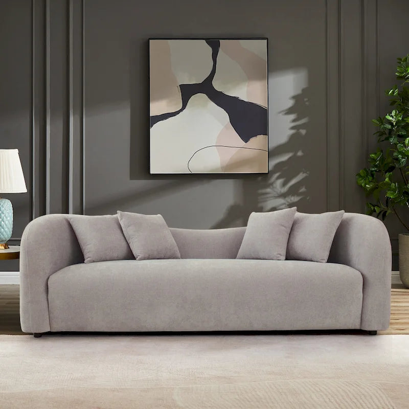 Canapé en boucle à dossier incurvé de luxe moderne du milieu du siècle