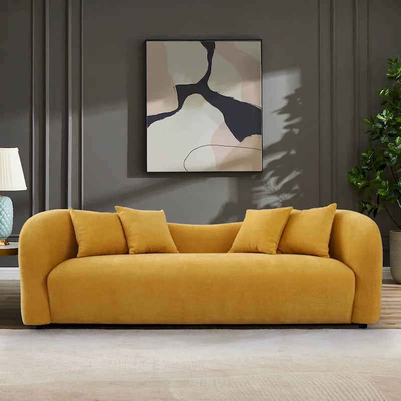 Canapé en boucle à dossier incurvé de luxe moderne du milieu du siècle