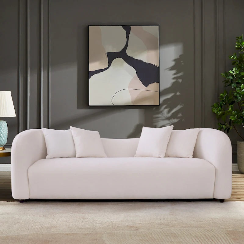 Canapé en boucle à dossier incurvé de luxe moderne du milieu du siècle