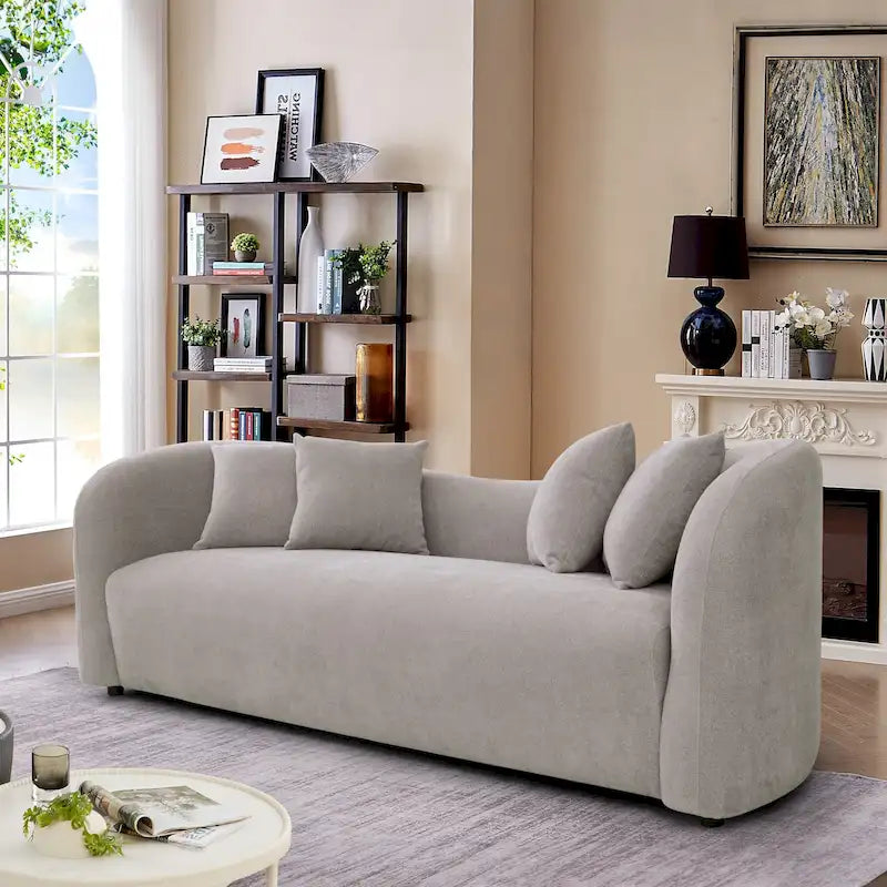 Canapé en boucle à dossier incurvé de luxe moderne du milieu du siècle