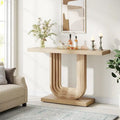 Console d'entrée étroite en bois de 99 cm avec base géométrique en U