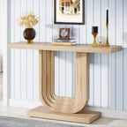 Console d'entrée étroite en bois de 99 cm avec base géométrique en U