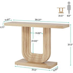 Console d'entrée étroite en bois de 99 cm avec base géométrique en U