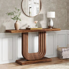 Console d'entrée étroite en bois de 99 cm avec base géométrique en U