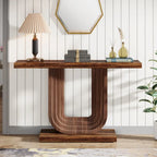 Console d'entrée étroite en bois de 99 cm avec base géométrique en U