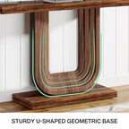 Console d'entrée étroite en bois de 99 cm avec base géométrique en U