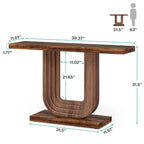 Console d'entrée étroite en bois de 99 cm avec base géométrique en U