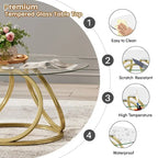 Table basse ronde contemporaine en verre – Piètement en acier chromé, Accent de salon