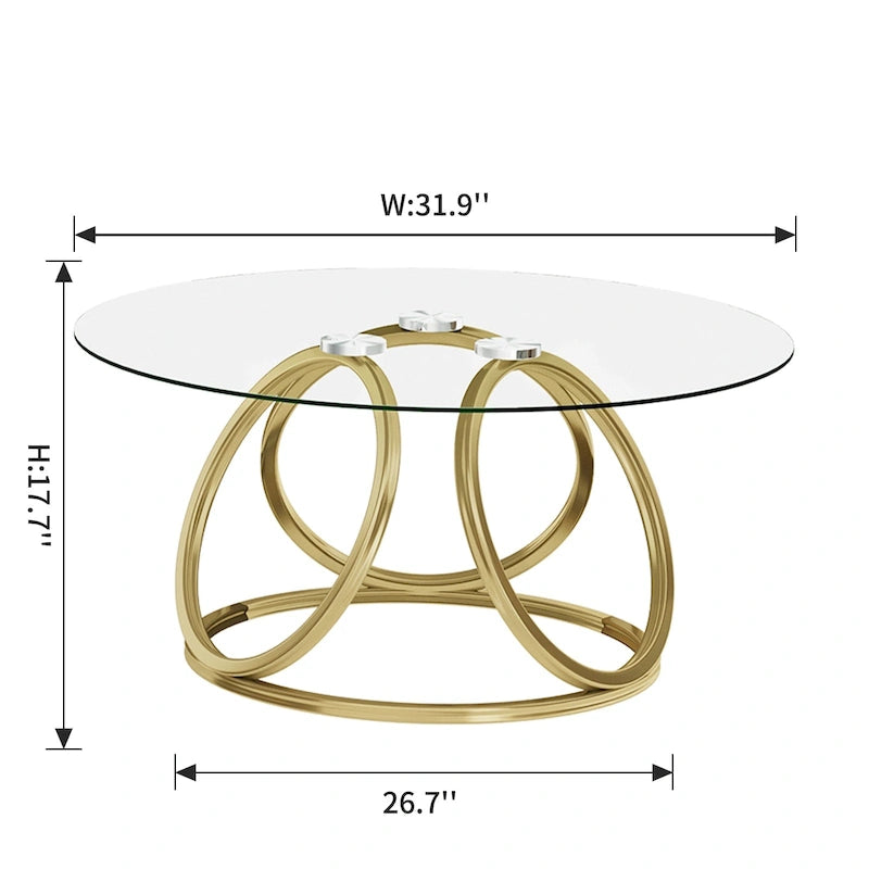 Table basse ronde contemporaine en verre – Piètement en acier chromé, Accent de salon