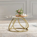 Table basse ronde contemporaine en verre – Piètement en acier chromé, Accent de salon
