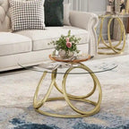 Table basse ronde contemporaine en verre – Piètement en acier chromé, Accent de salon