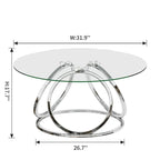 Table basse ronde contemporaine en verre – Piètement en acier chromé, Accent de salon