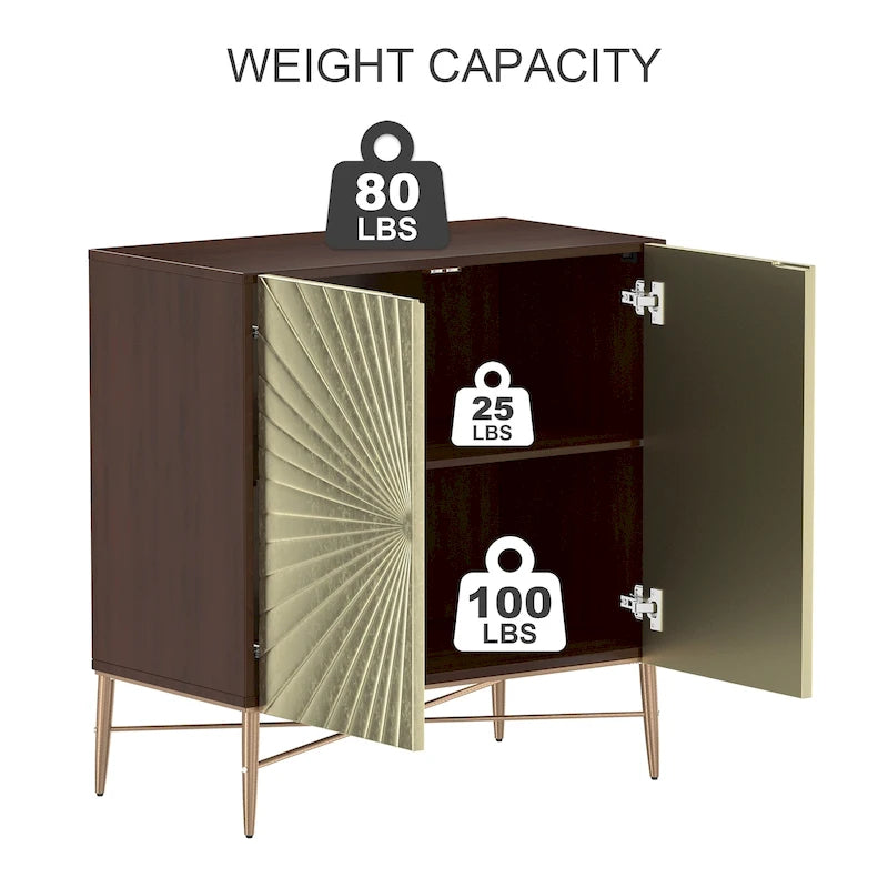 Meuble de Rangement Multimédia Vintage 2 Portes avec Motif Géométrique, 76 cm