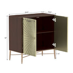 Meuble de Rangement Multimédia Vintage 2 Portes avec Motif Géométrique, 76 cm