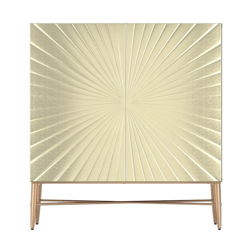 Meuble de Rangement Multimédia Vintage 2 Portes avec Motif Géométrique, 76 cm
