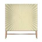 Meuble de Rangement Multimédia Vintage 2 Portes avec Motif Géométrique, 76 cm