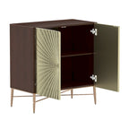 Meuble de Rangement Multimédia Vintage 2 Portes avec Motif Géométrique, 76 cm