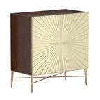 Meuble de Rangement Multimédia Vintage 2 Portes avec Motif Géométrique, 76 cm