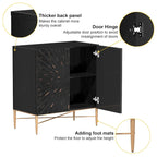 Meuble de Rangement Multimédia Vintage 2 Portes avec Motif Géométrique, 76 cm
