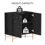 Meuble de Rangement Multimédia Vintage 2 Portes avec Motif Géométrique, 76 cm