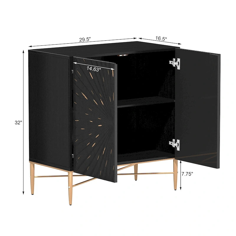 Meuble de Rangement Multimédia Vintage 2 Portes avec Motif Géométrique, 76 cm