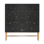 Meuble de Rangement Multimédia Vintage 2 Portes avec Motif Géométrique, 76 cm