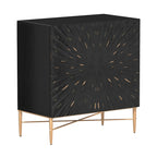 Meuble de Rangement Multimédia Vintage 2 Portes avec Motif Géométrique, 76 cm