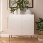 Meuble de Rangement Multimédia Vintage 2 Portes avec Motif Géométrique, 76 cm