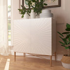 Meuble de Rangement Multimédia Vintage 2 Portes avec Motif Géométrique, 76 cm
