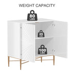 Meuble de Rangement Multimédia Vintage 2 Portes avec Motif Géométrique, 76 cm